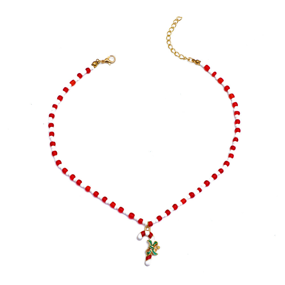 Collana di Perline Fatta a Mano con Pendente Geometrico in Lega per Le Donne Regalo di Natale Perline Miyu Rosse Girocollo
