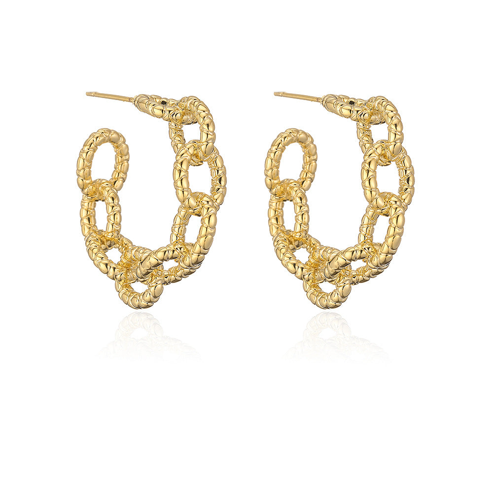 Orecchini irregolari geometrici in rame placcati oro 18K da donna, gioielli per orecchie alla moda e minimalisti