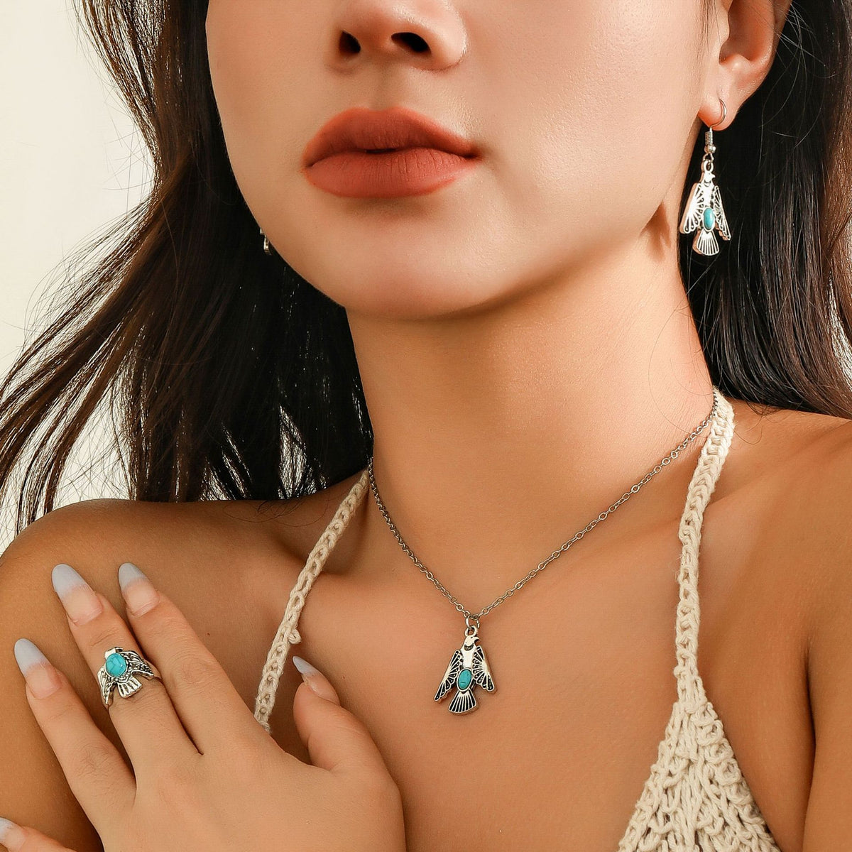 Vintage Rhinestone Inlaid Alloy Angel Pendant Necklace with Curb Chain for Women