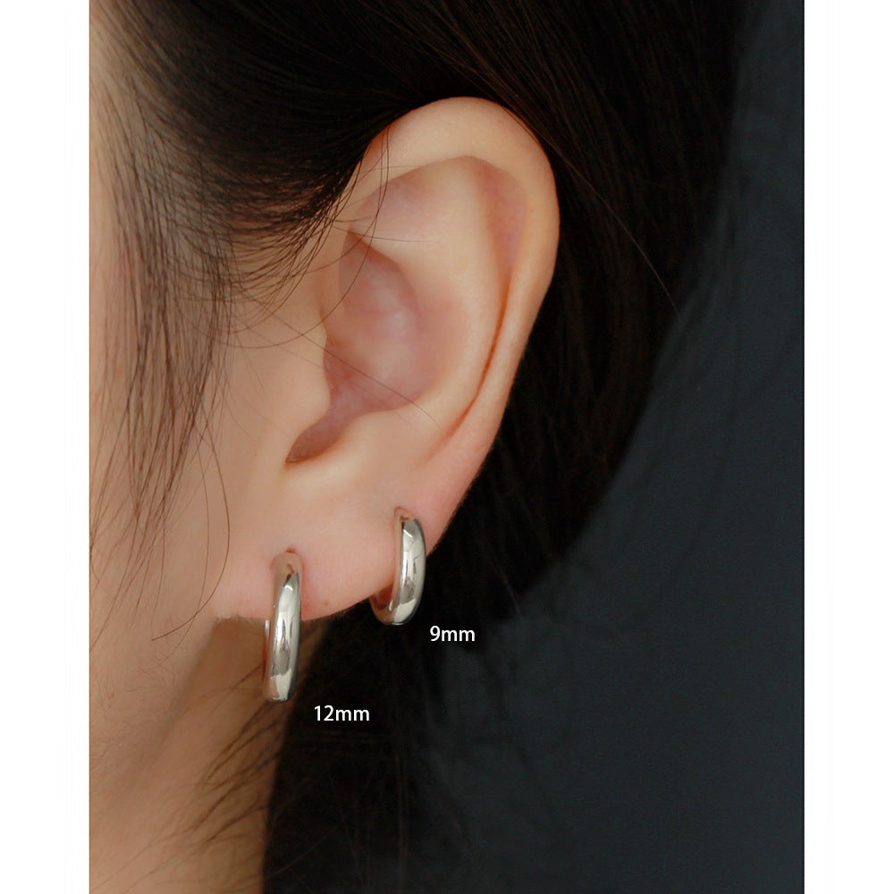 Minimalist Geometric Shaped S925 Sterling Silver Hoop Earrings with Plated Finish