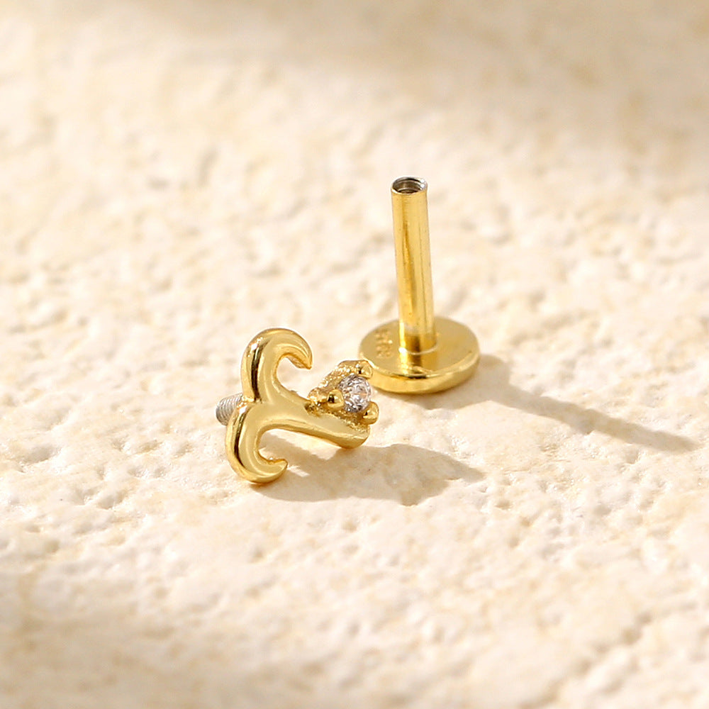 Minimalist S925 Sterling Silver Zodiac Flat Back Cartilage Earrings for Unisex