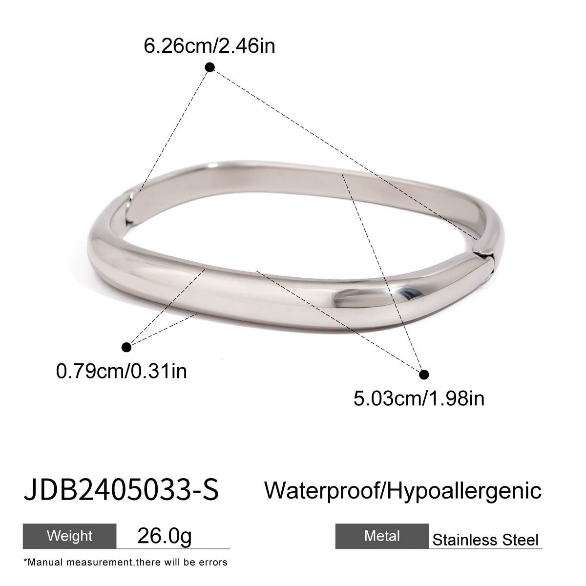 Geometric Plated Stainless Steel Cuban Link Chain Bracelet for Women