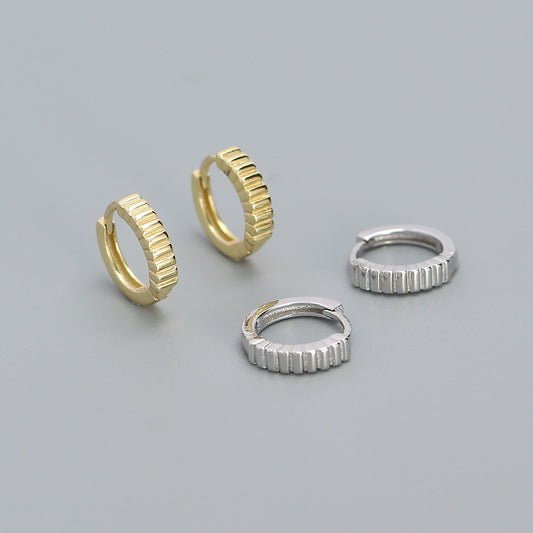 Eleganti Orecchini a Cerchio Geometria a Strisce Tondi in Argento Sterling 925 da Donna