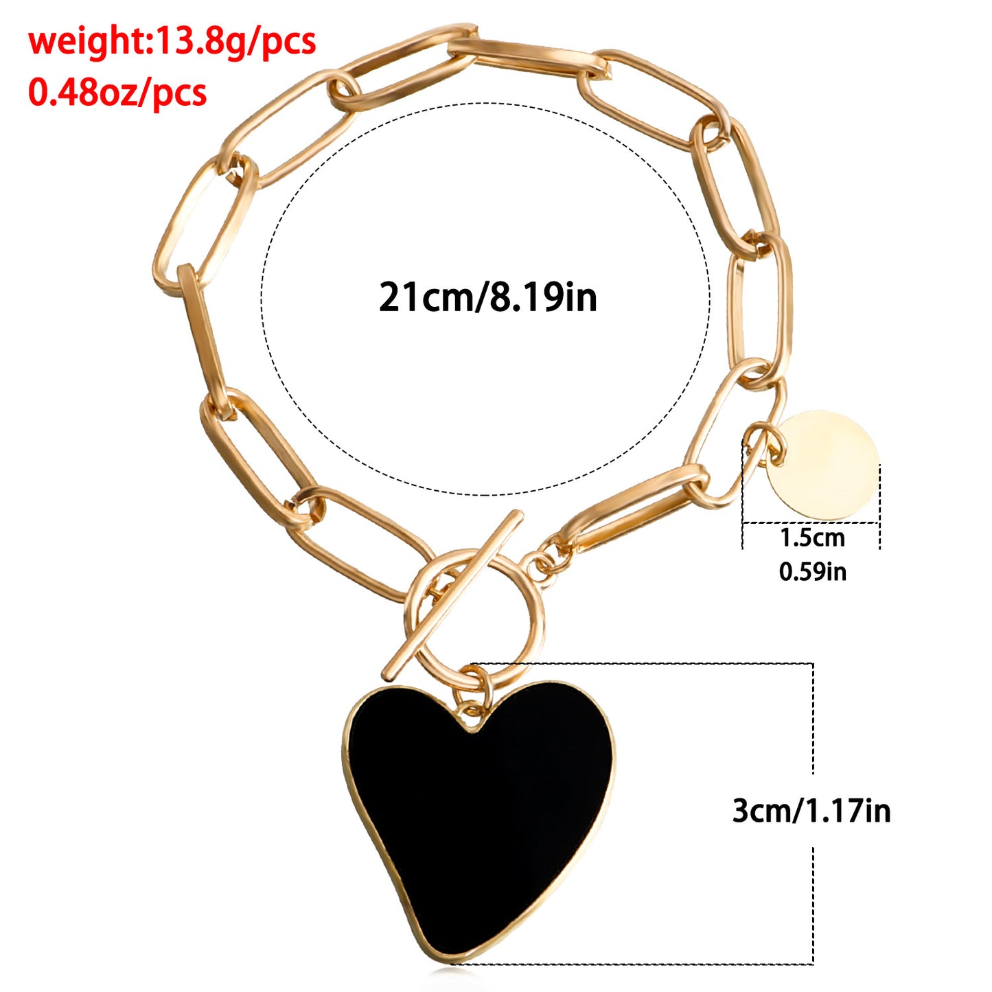Minimalist Geometric Heart-Shaped Black and White Mother-of-Pearl Pendant Bracelet for Women with Alloy Base and Plated Finish