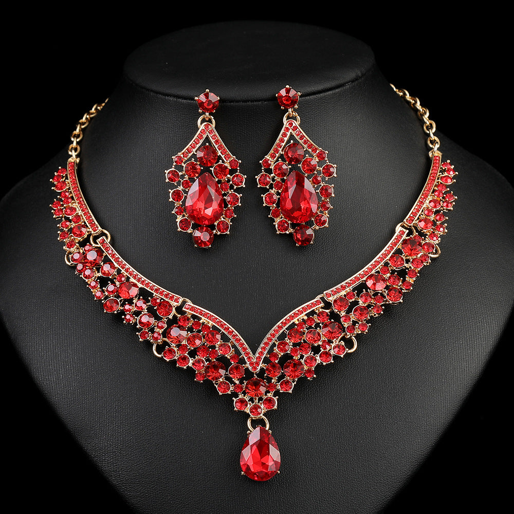 Conjunto de collar y pendientes de aleación con diseño floral de estilo vintage para mujer, con acabado galvanizado, collar de cadena tipo O a juego con pendientes