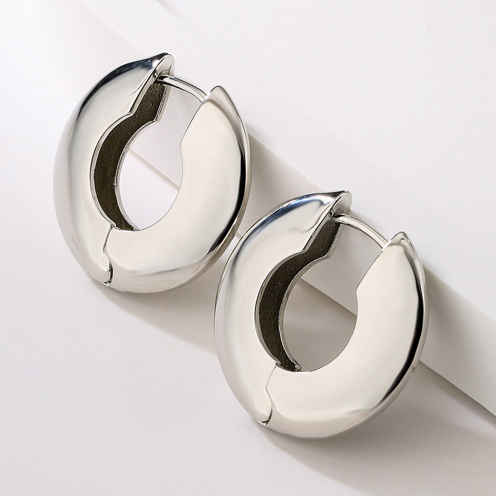 Minimalist Retro Geometric Copper Hoop Earrings with Gold Plating for Women