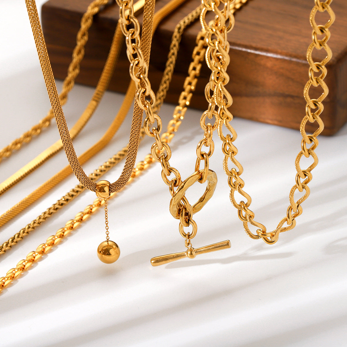 Collana Geometrica Placcata in Acciaio Inossidabile da Donna con Catena a Serpente, Gioielli Minimalisti per Ogni Giorno