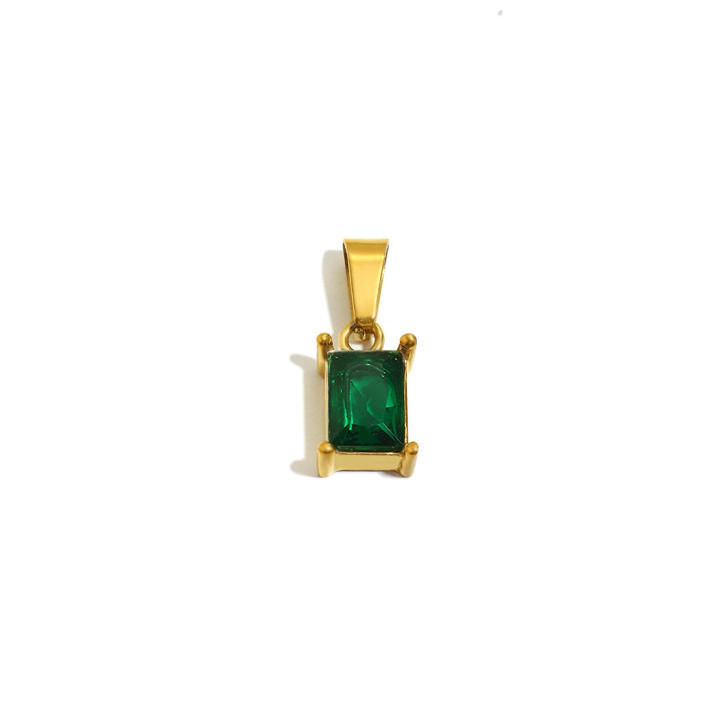 Colgante Minimalista Geométrico de Zirconia Rectangular para Mujer, Acero Inoxidable con Baño de Oro de 18K