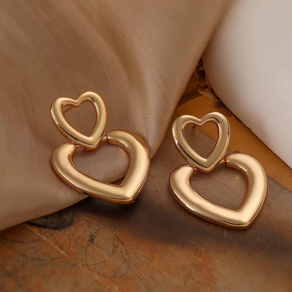 Minimalist Geometric Copper Stud Earrings with 18K Gold Plating and Micro-Pave Detailing for Women