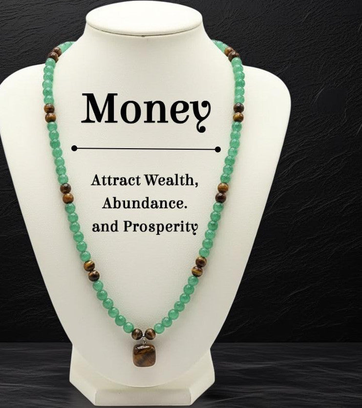 Collar con colgante cuadrado de obsidiana negra estilo "Old Money" en cadena de cuentas para uso casual unisex