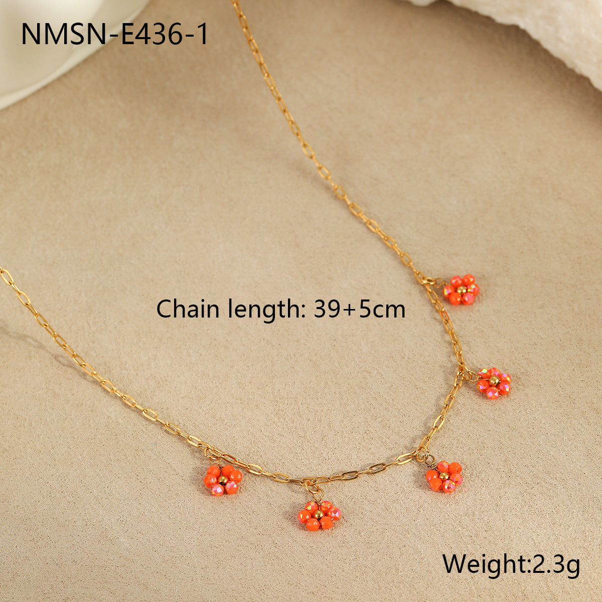 Set collana da donna con fiore di perline fatto a mano in stile bohémien, ciondolo in acciaio inossidabile con forma geometrica e finitura placcata, accessorio per vacanze estive al mare