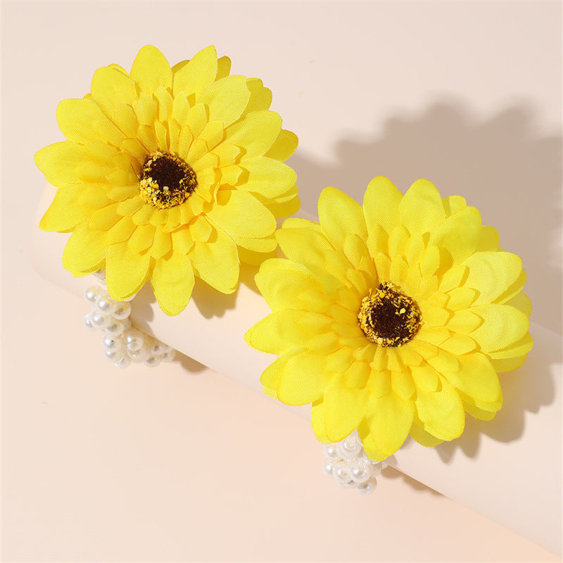 Bonita goma de pelo de Margarita y Perla para niños, accesorio de pelo de tela de la colección de primavera