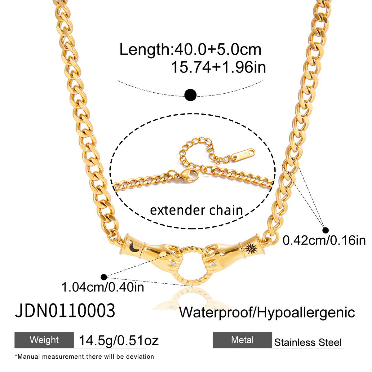 Collana con Ciondolo Geometrico Minimalista in Acciaio al Titanio da Donna con Intarsio di Zirconi e Placcatura in Oro PVD, Catena in Acciaio Inossidabile