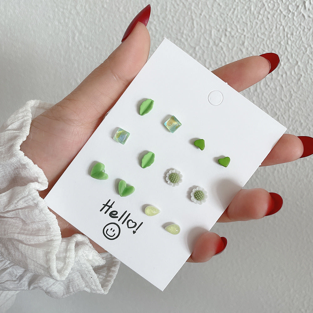 Sweet Geometric Ceramic Drip Oil Earrings with Pearl Accents and 925 Sterling Silver Posts