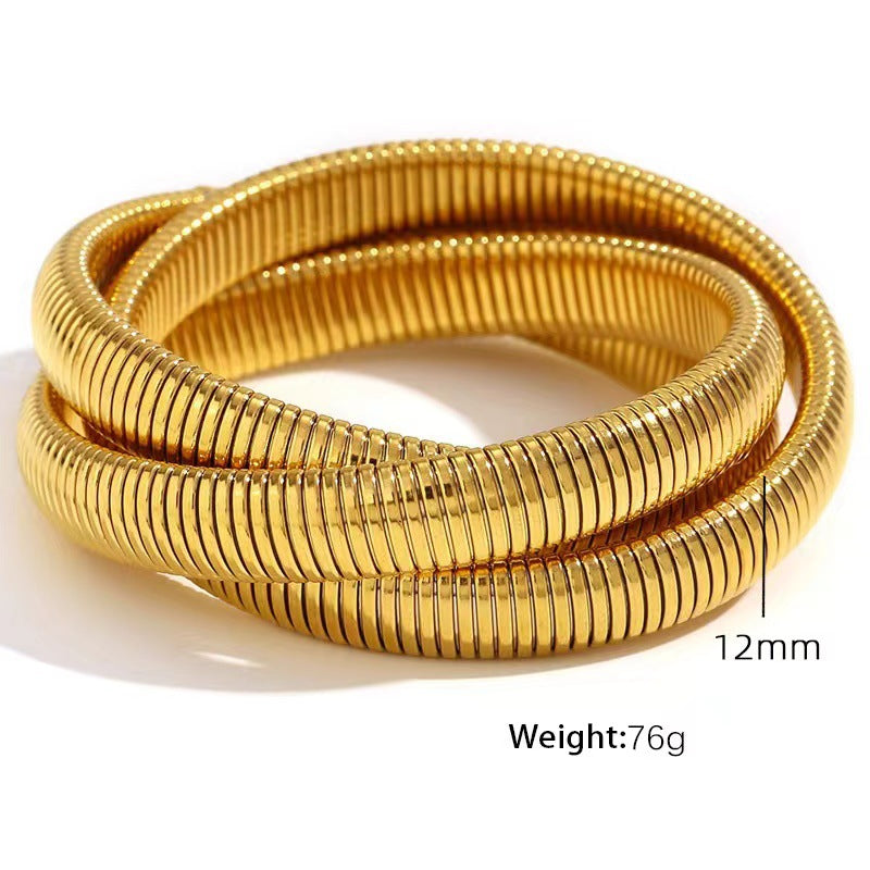 Bracciale da donna placcato con strass intarsiati e perline rotonde geometriche esagerate