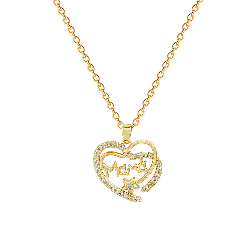 Minimalist Heart-Shaped Titanium Steel Necklace with Cubic Zirconia Inlay for Women, Delicate Clavicle Chain