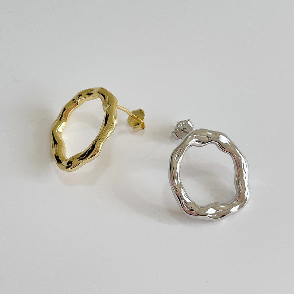 Pendientes Geométricos Irregulares en Forma de Lágrima de Plata de Ley 925 Minimalistas para Mujer