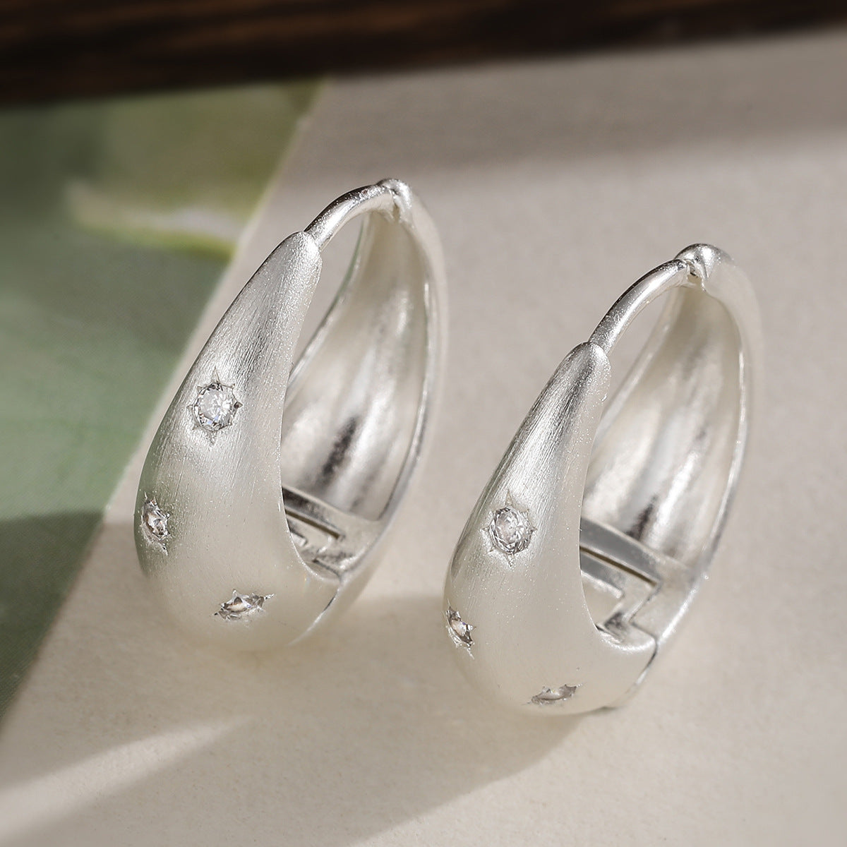 Vintage Elegant Geometric Brushed Brass Gold Plated Cubic Zirconia Earrings for Women