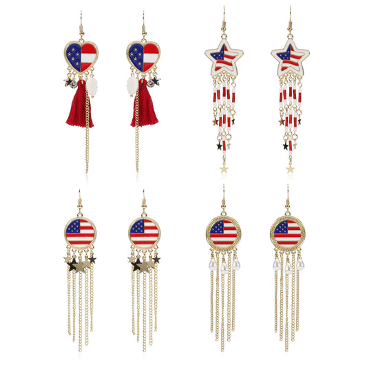 Pendientes de latón minimalistas con incrustaciones de perlas en forma de corazón y estrella