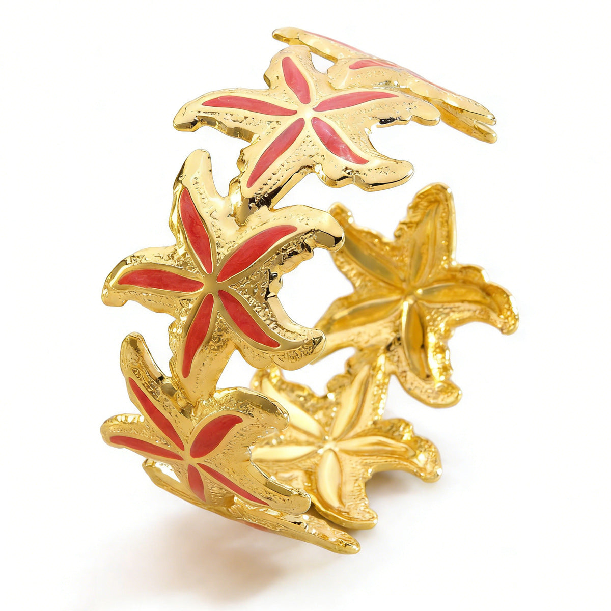 Elegante Bracciale a Polsino in Acciaio Inossidabile con Stella Marina e Goccia d'Olio