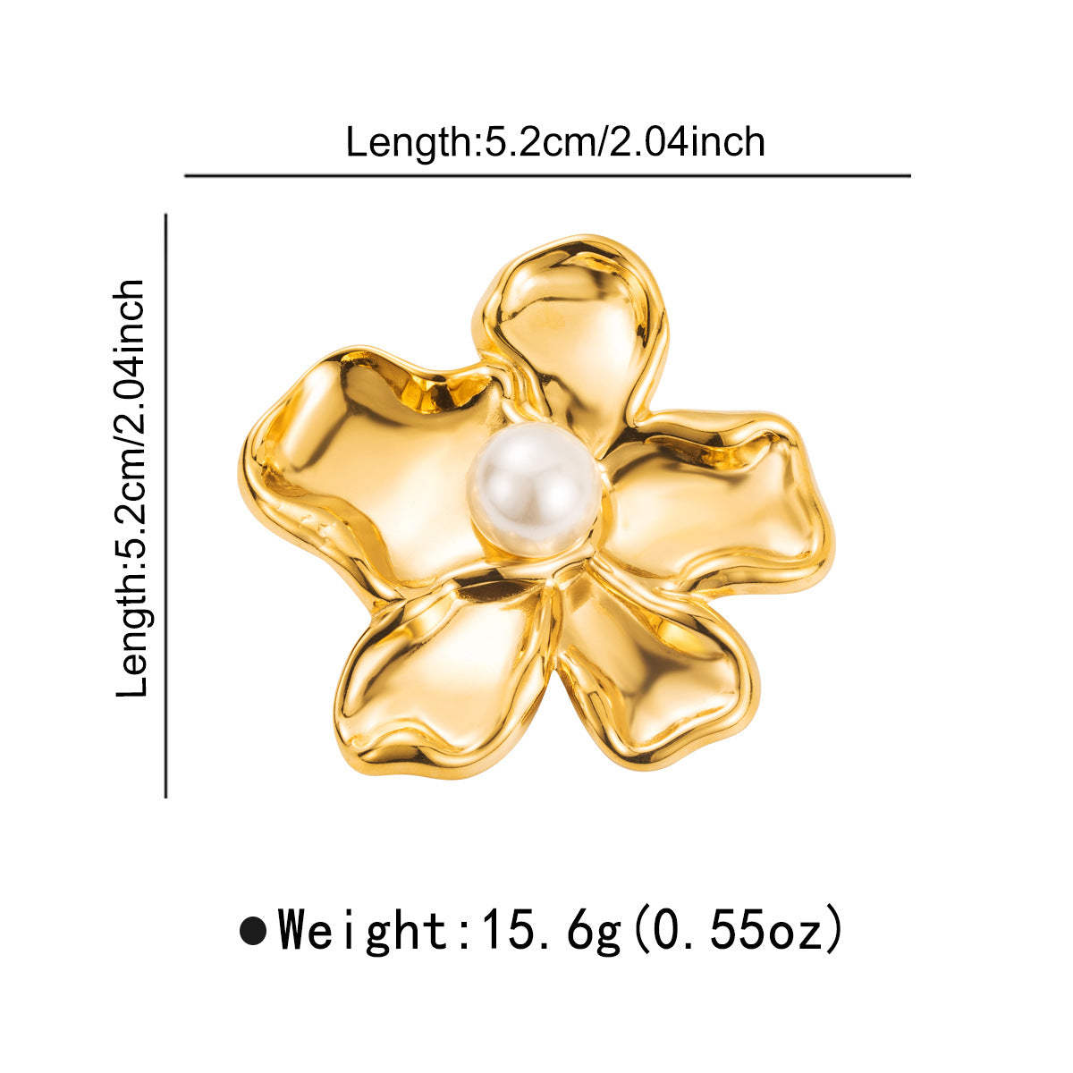 Elegante Spilla Floreale da Donna con Intarsio di Perle in Acciaio Inossidabile Placcato Oro 18K Spilla alla Moda