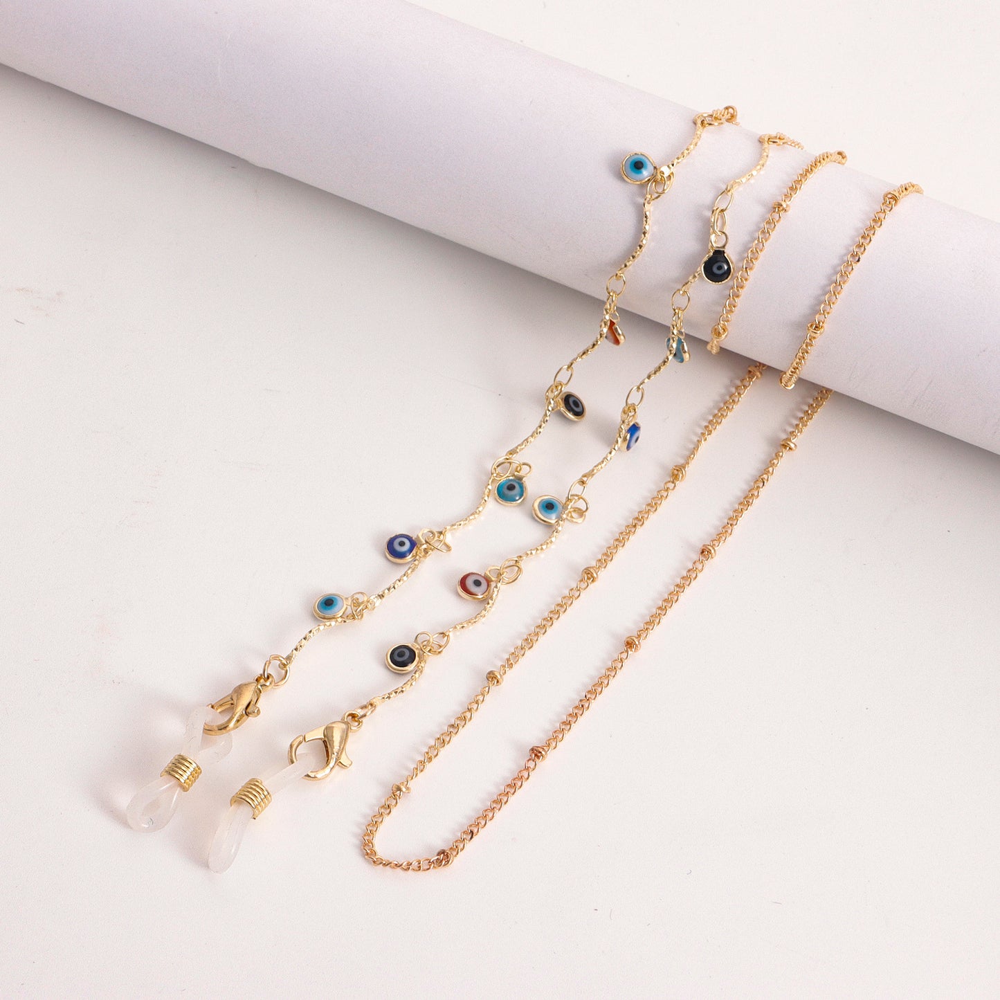 Colorful Drip Oil Heart Geometric Floral Alloy Glasses Chain for Women