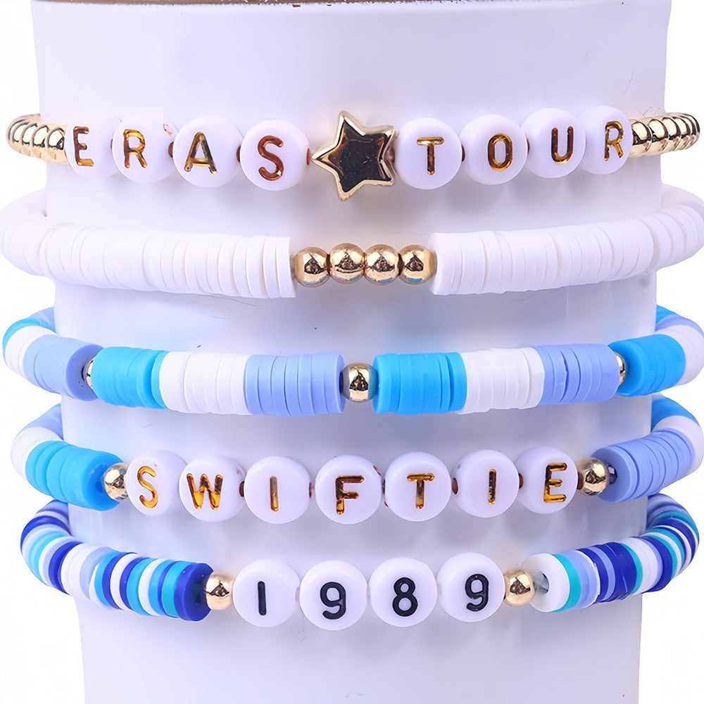 Casual Letter Resin Bracelet Set Unisex