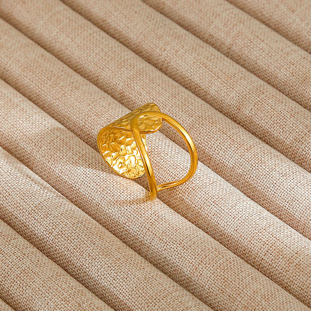 Anello Minimalista a Forma di Foglia in Acciaio Inossidabile Placcato Oro 18K da Donna e da Uomo