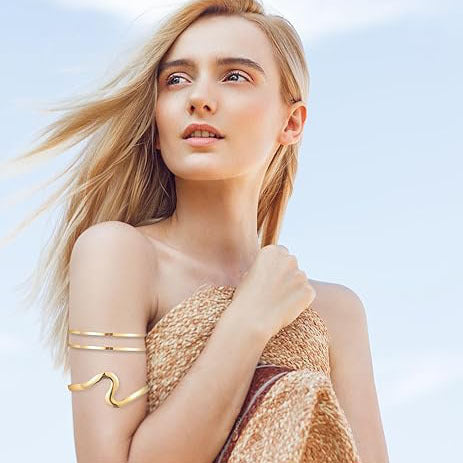 Punk Minimalist Moon Geometric Plated Alloy Arm Cuff for Women