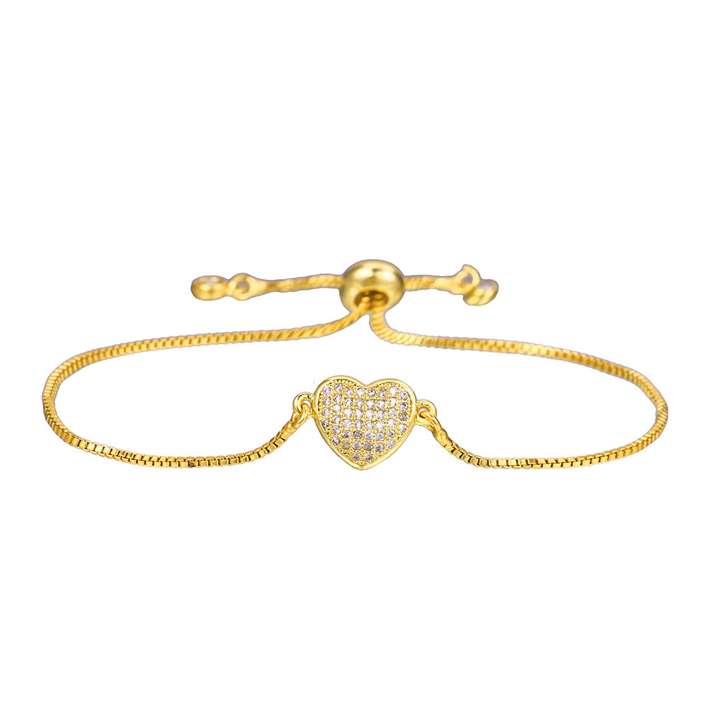 Minimalist Geometric Round Brass Plated Bracelet with Cubic Zirconia for Women
