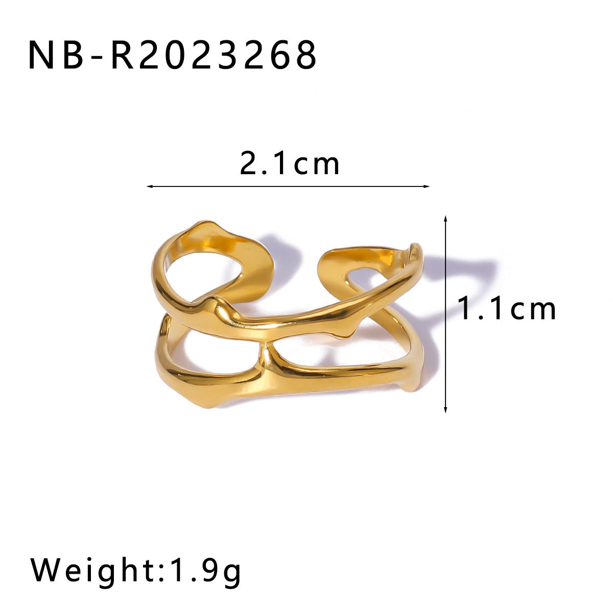 Minimalist Star-Shaped Geometric Stainless Steel Ring with 18K Gold Plating and Shell-Inspired Texture for Women