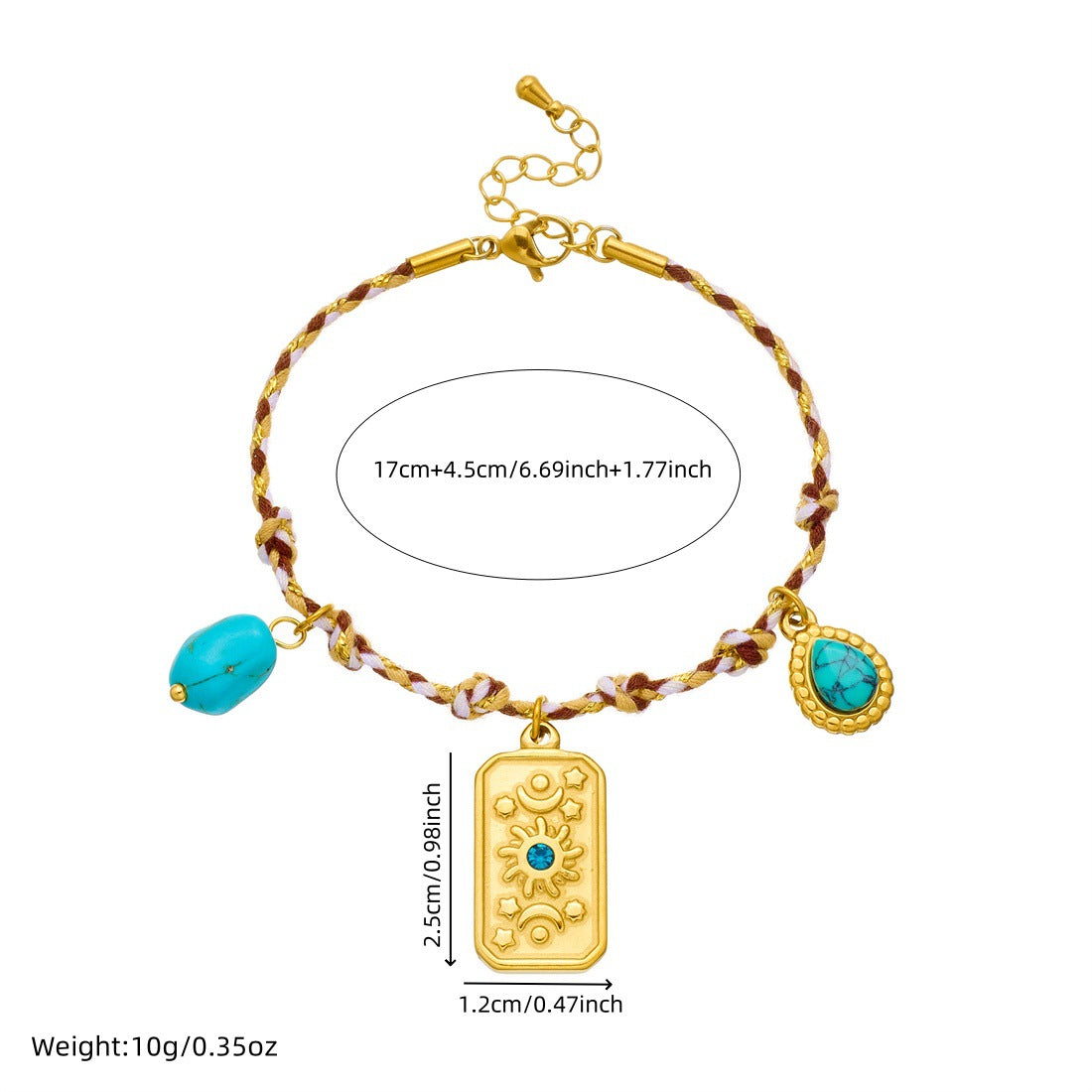 Bohemian Vintage Gold Plated Stainless Steel Bracelet with Heart Floral Butterfly Round Square Charms