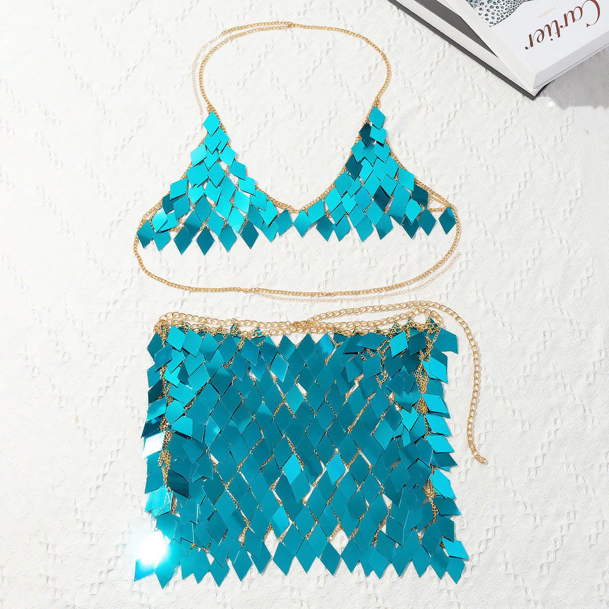Sexy Geometric Checkered Acrylic Body Chain Bikini Waist Chain for Women Party Fashion