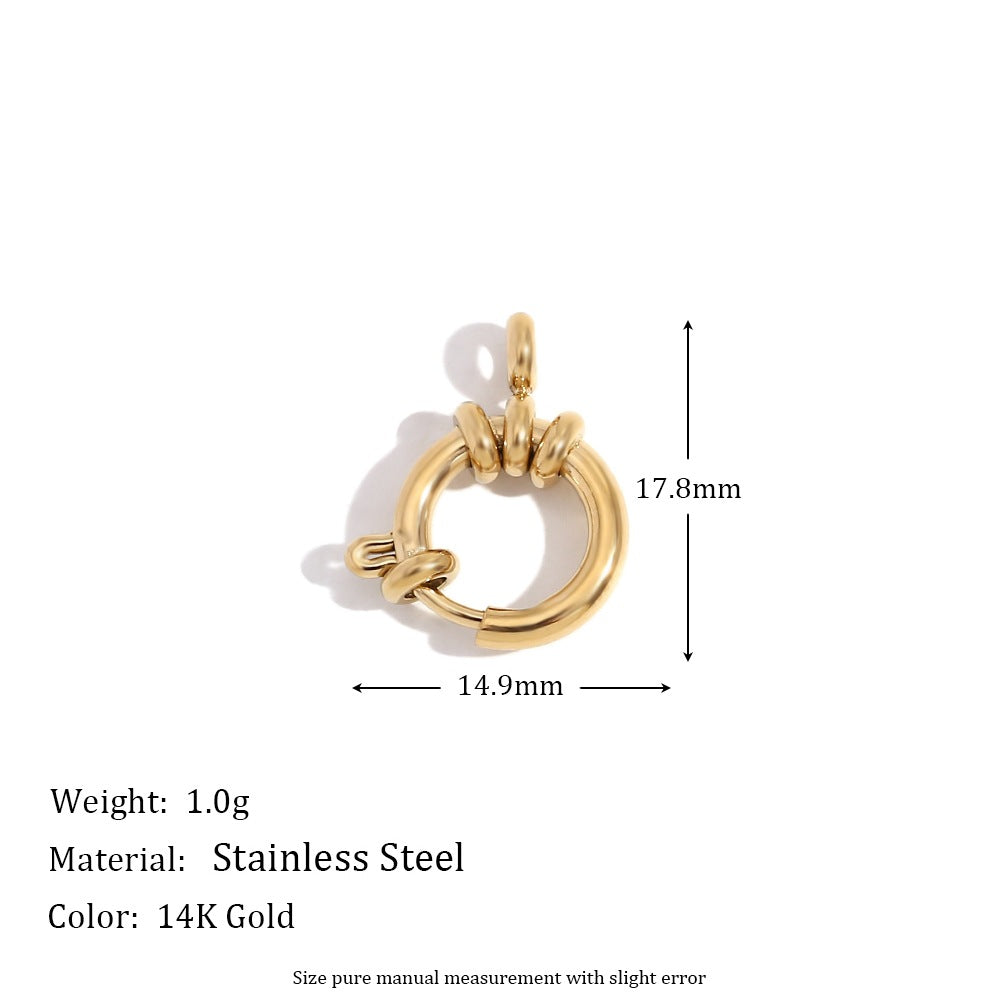 Minimalist Geometric Pendant with 14K Gold Plated Stainless Steel Round Heart Shape and Greek Key Pattern for DIY Jewelry Making