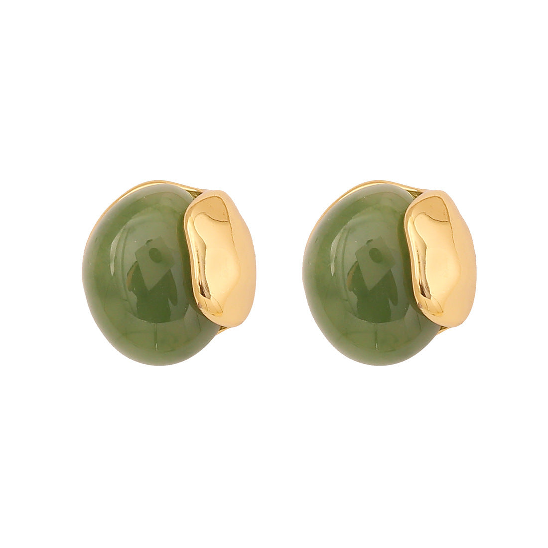 Fashionable Geometric Oval Resin Earrings in Stainless Steel with Plated Finish for Women