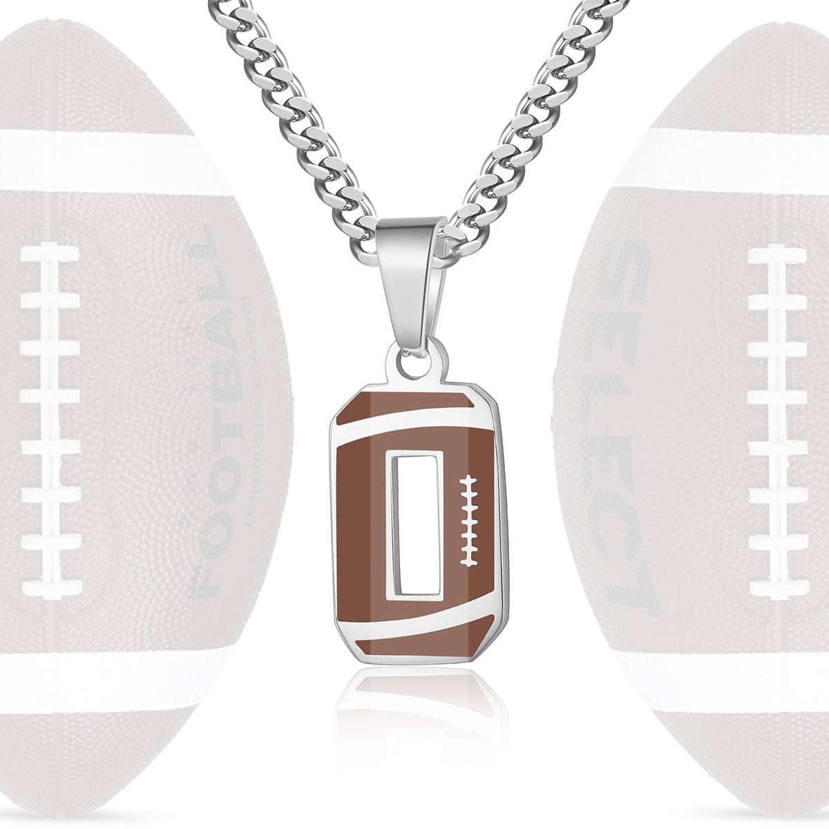 Motivational Football Number Pendant Necklace for Men in Stainless Steel with Polished Finish and Letter/Number Design