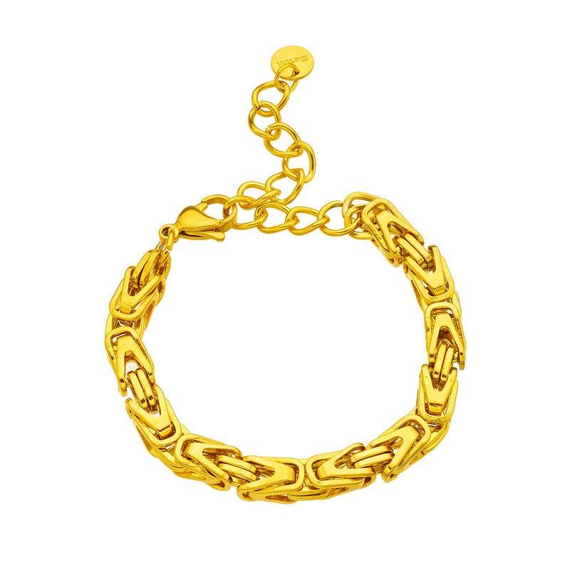 Punk Industrial Titanium Steel Thick Chain Bracelet for Men with Plated Finish