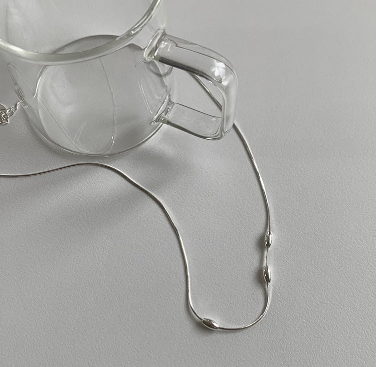 Minimalist Rhombus-Shaped S925 Sterling Silver Snake Chain Necklace with Polished Finish for Women