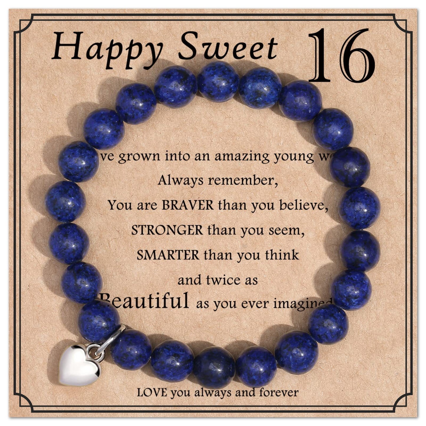 Geometric Heart Agate Beaded Bracelet for Women