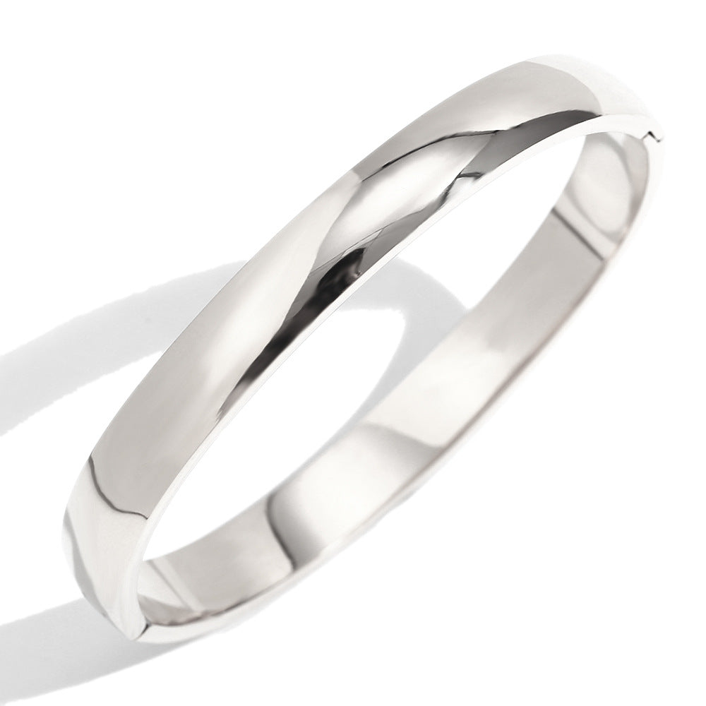 Minimalist Elegant 18K Gold Plated Stainless Steel Geometric Bangle for Women