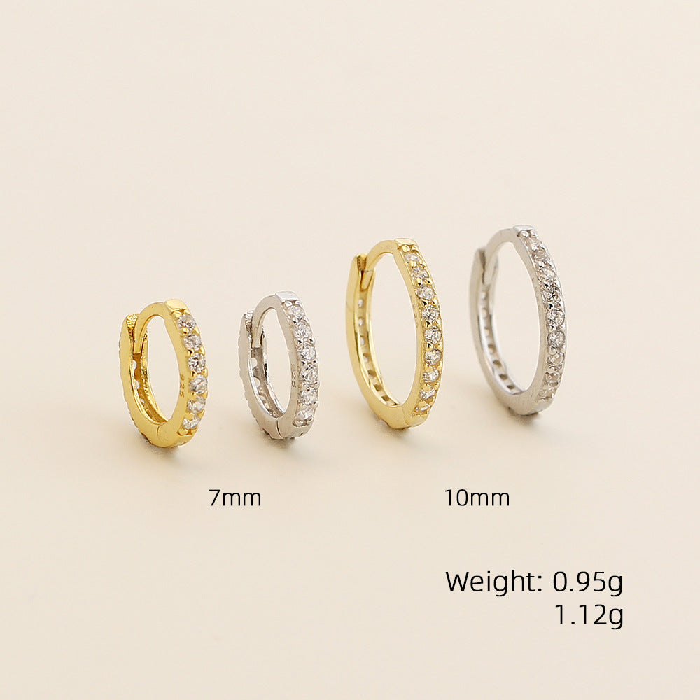 Pendientes de aro de plata de ley 925 con diseño geométrico de estilo vintage con incrustaciones de diamantes de imitación para mujer