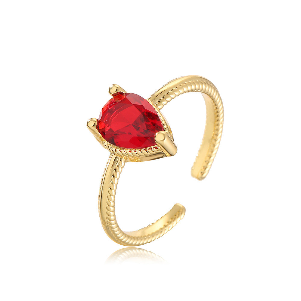 Anello Minimalista a Cuore con Zirconi per Donna in Rame con Placcatura in Oro Vero e Micro-Pavé