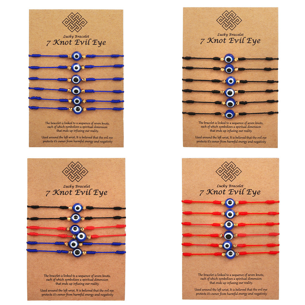 Plated Geometric Round Braided Friendship Bracelet Set for Unisex