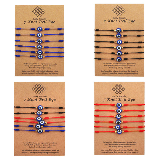 Plated Geometric Round Braided Friendship Bracelet Set for Unisex
