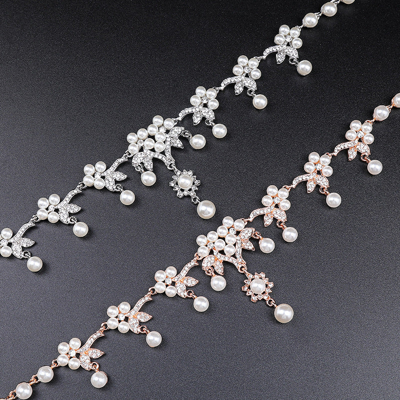 Vintage Floral Branch-Shaped Alloy Necklace Set with Electroplated Finish for Women, O-Chain Collar Necklace and Matching Earrings