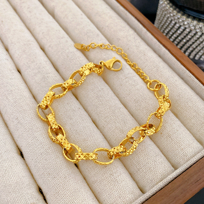 Minimalist Hip-hop Sweet Round Star Titanium Steel Plated Bracelet