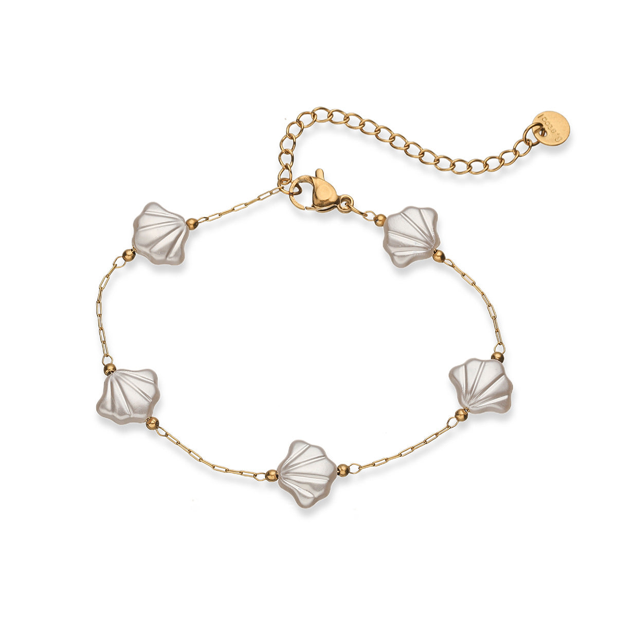 Minimalist Elegant Star Geometric Stainless Steel Plated Bracelet with Shell Pearl Irregular Design for Women