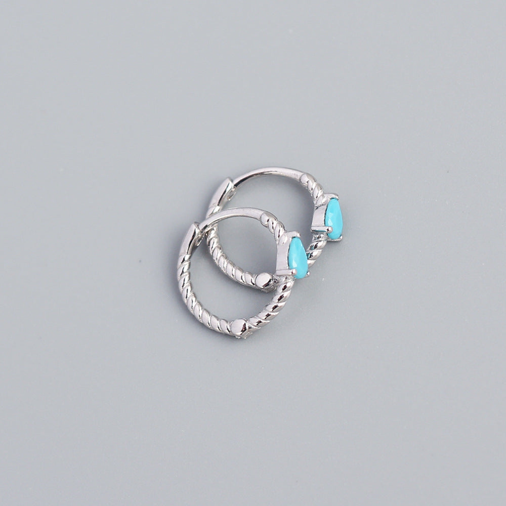 Minimalist 925 Sterling Silver Geometric Teardrop Rope Hoop Earrings for Women