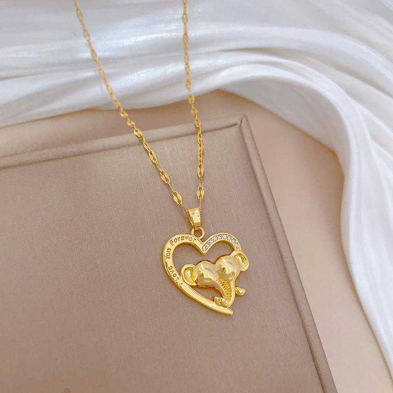 Collar minimalista de acero de titanio con incrustaciones de circonita con forma de corazón para mujeres y hombres, delicada cadena para la clavícula