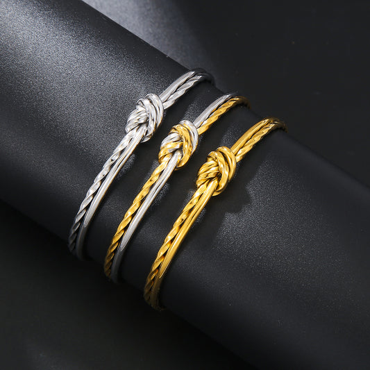 Vintage 18K Gold Plated Stainless Steel Knot Bracelet